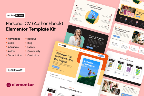 ArcherBooks - Author & eBook Resume Elementor Pro Template Kit ArcherBooks - Author & eBook Resume Elementor Pro Template Kit